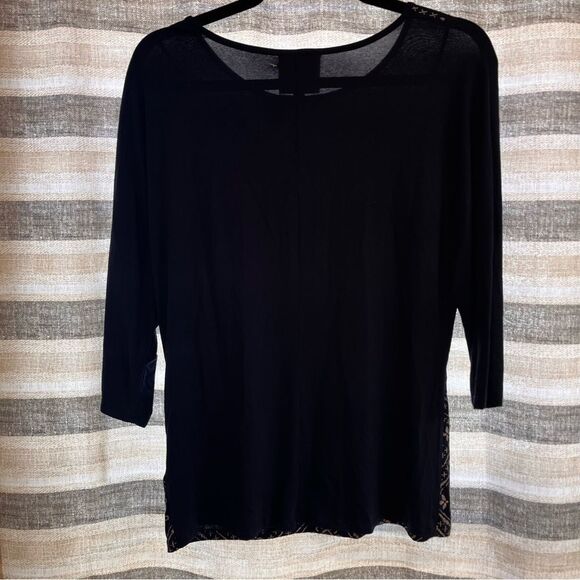 French Blue Navy Rhinestone Tunic Top Size Medium Petite - Picture 2 of 6